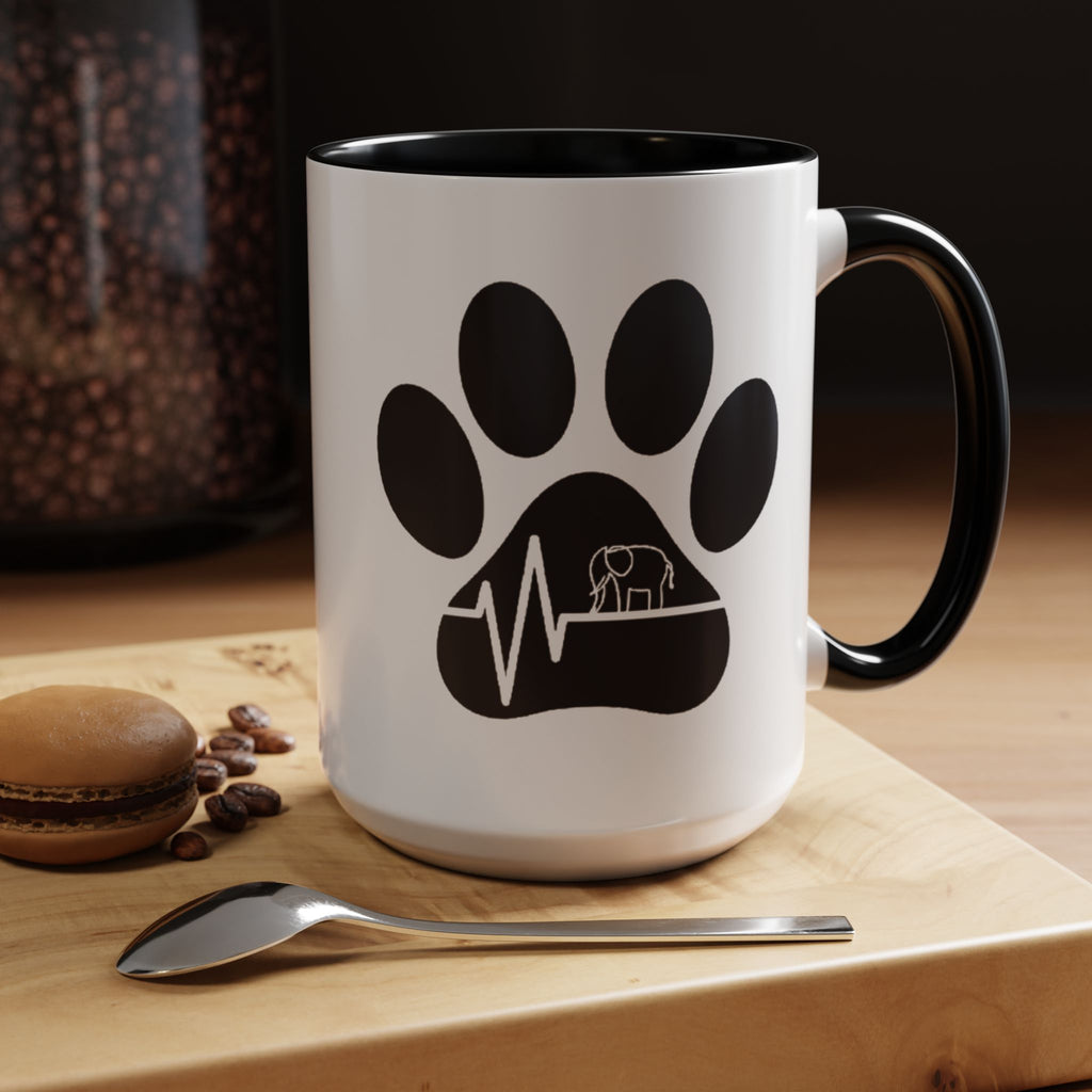 Elephant Paw Coffee Mug — Animal Rescue Heartbeat Accent Mug