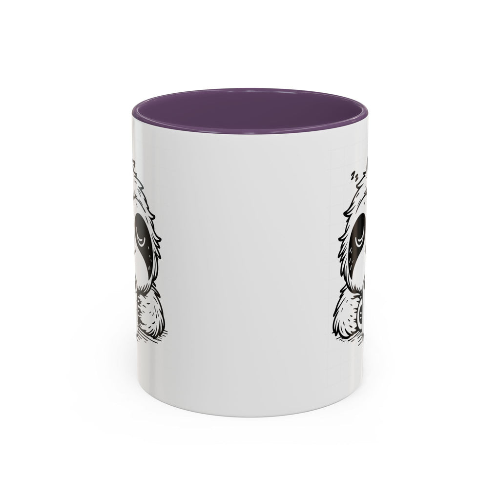 Cute Sloth Coffee Mug (Accent, 11/15oz) — Adorable Cartoon Sloth Holding Coffee Cup
