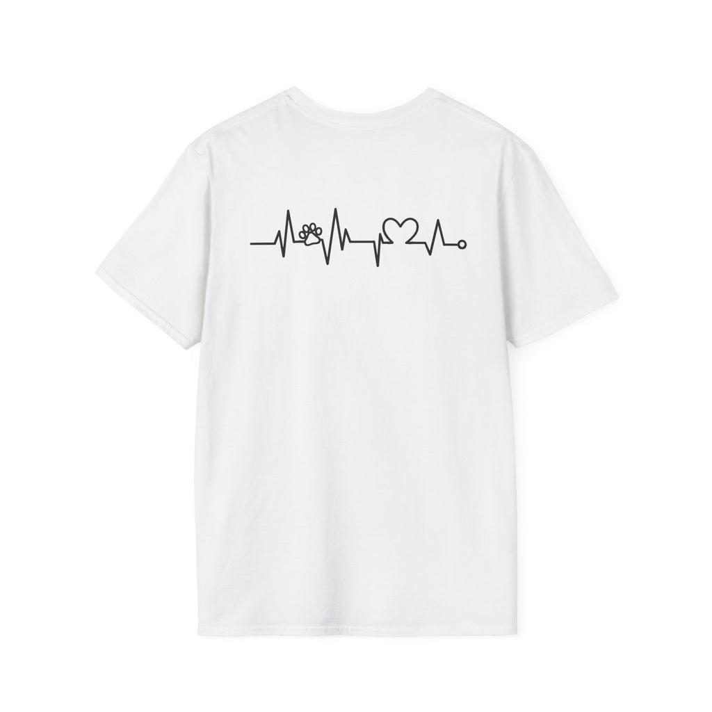 T-Shirt — Paw & Heartbeat EKG Design (Pet Lover Tee)