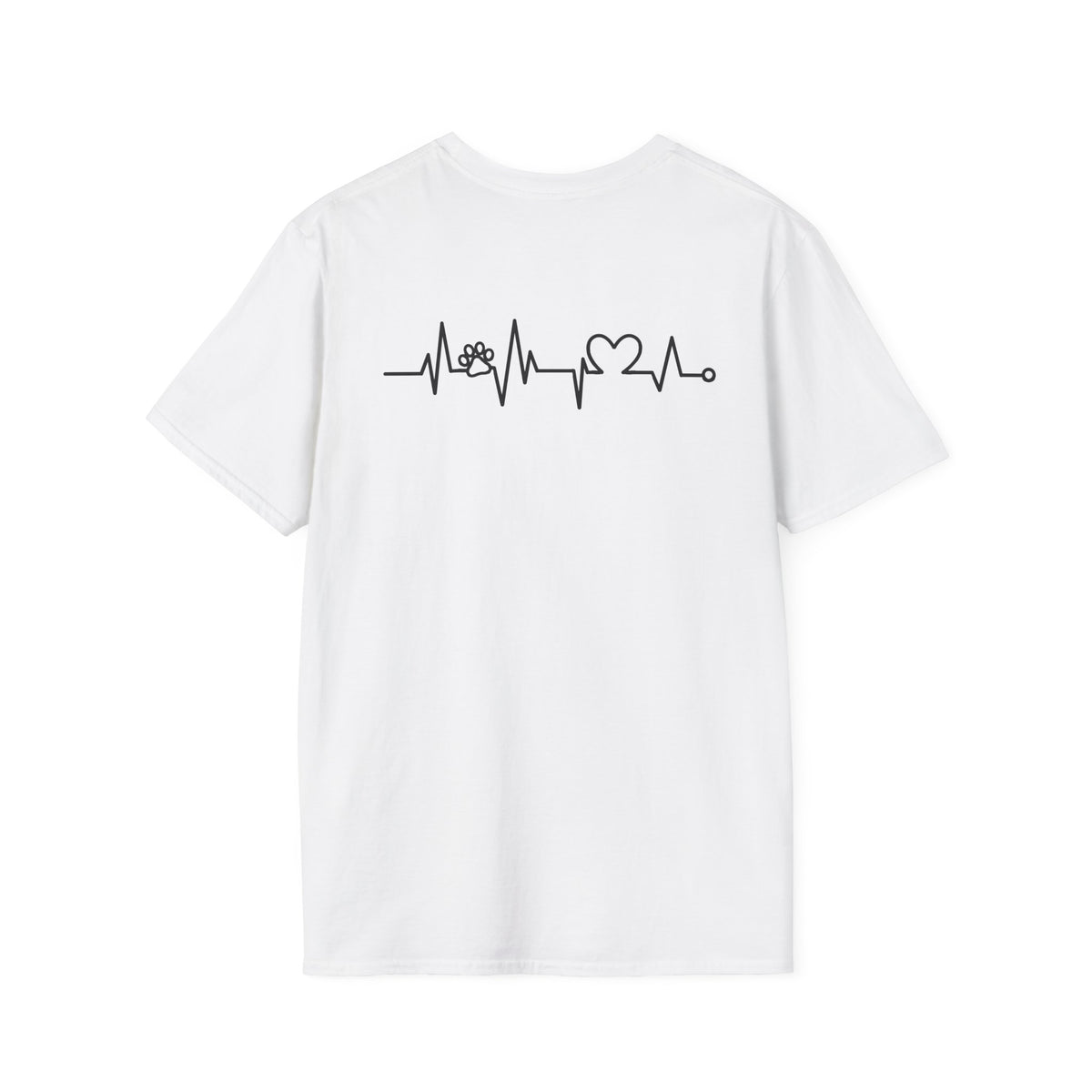 T-Shirt — Paw & Heartbeat EKG Design (Pet Lover Tee)
