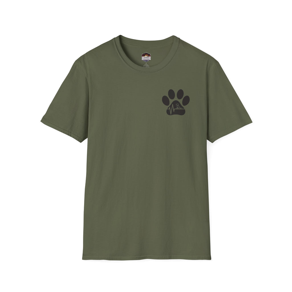 T-Shirt — Paw & Heartbeat EKG Design (Pet Lover Tee)