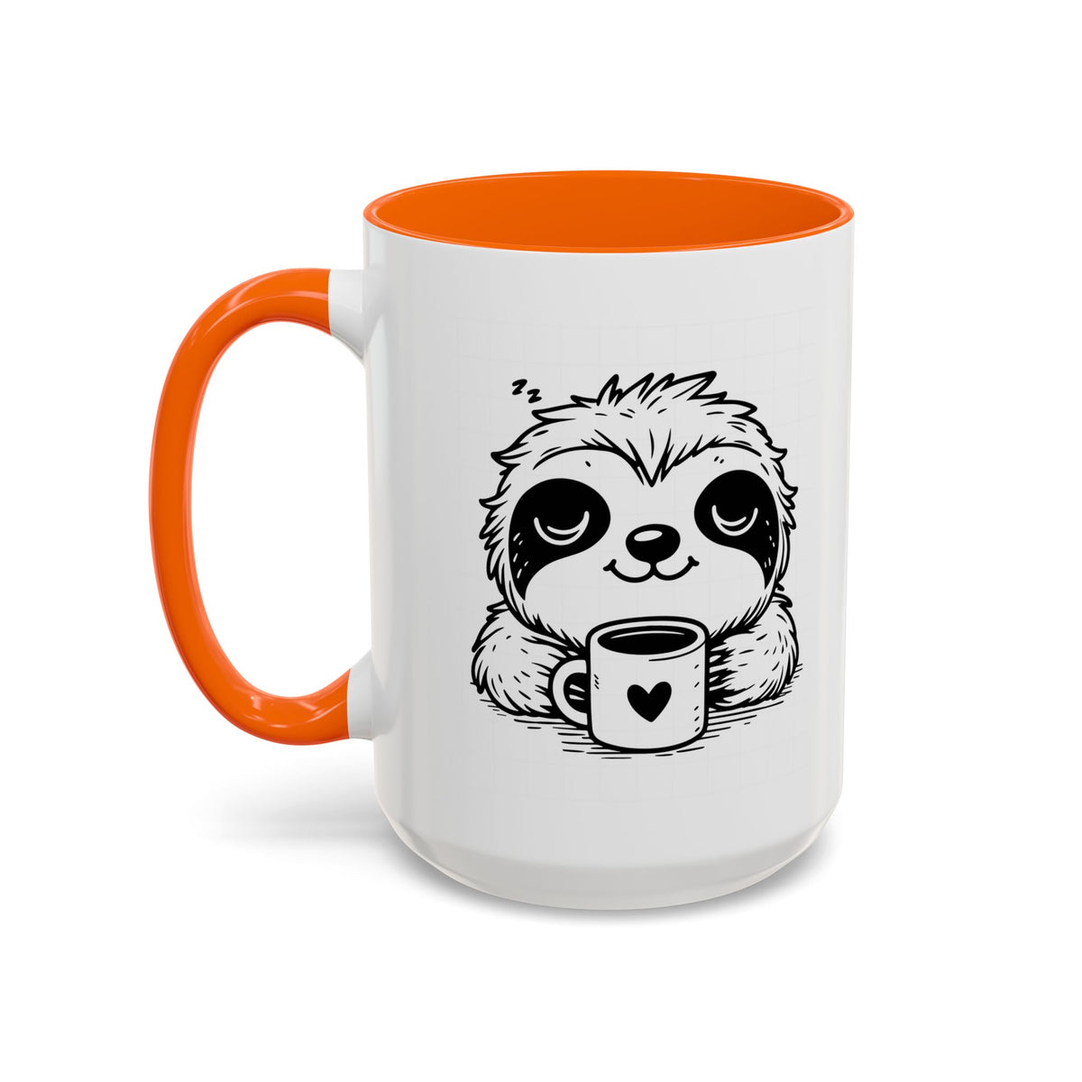 Cute Sloth Coffee Mug (Accent, 11/15oz) — Adorable Cartoon Sloth Holding Coffee Cup