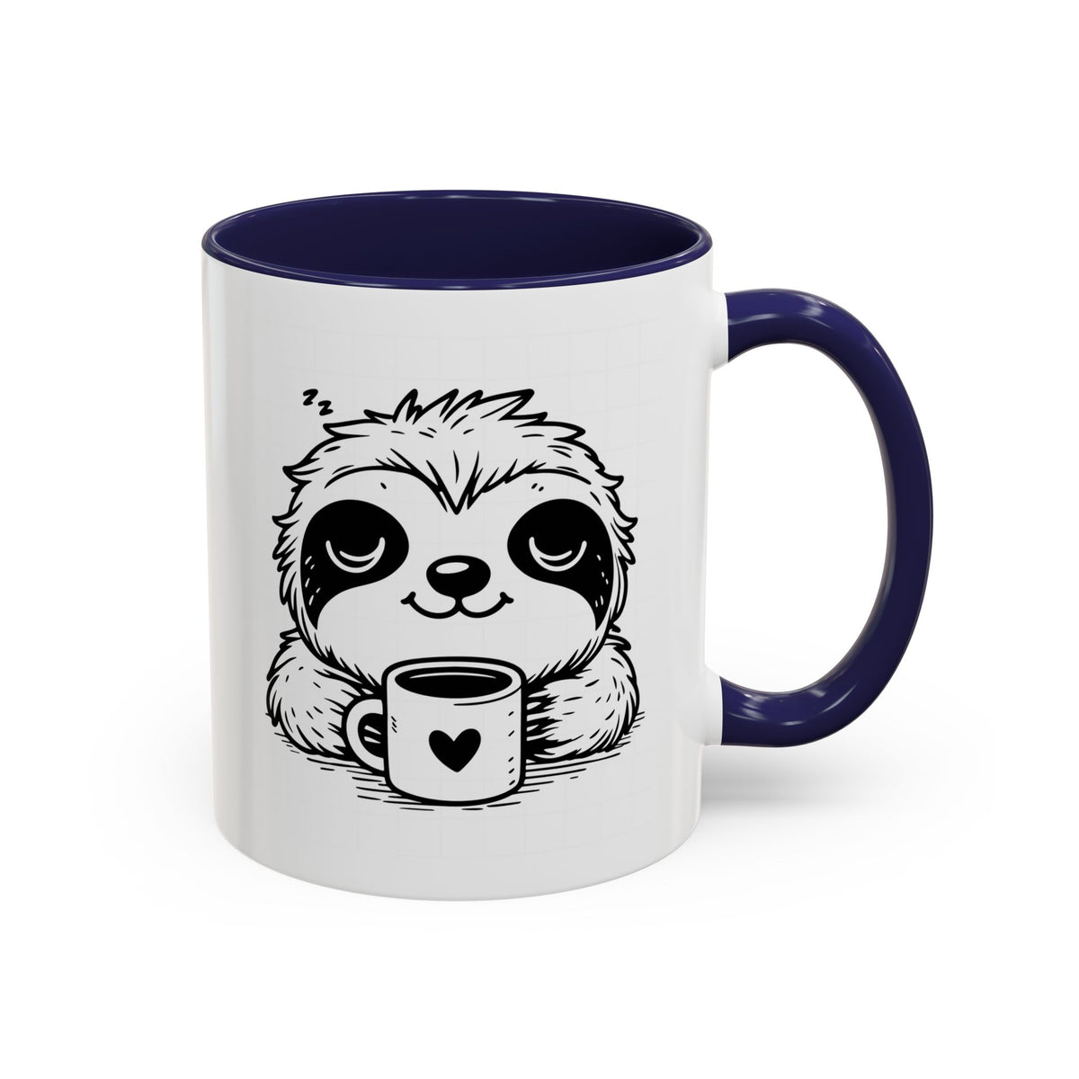 Cute Sloth Coffee Mug (Accent, 11/15oz) — Adorable Cartoon Sloth Holding Coffee Cup