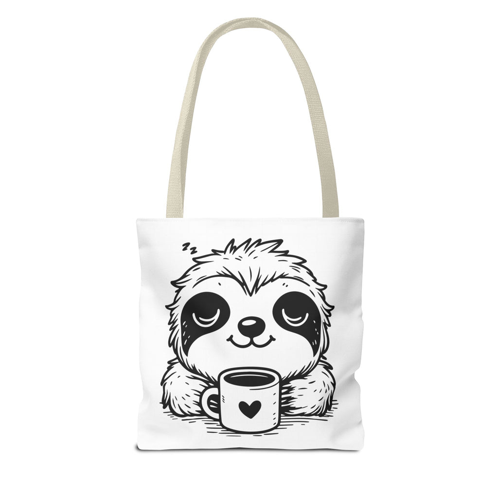 Sloth Coffee Tote Bag — Cute Relaxed Sloth Holding Mug