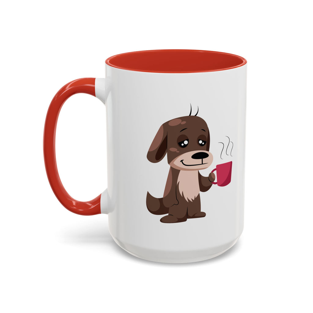 Cute Coffee Dog Mug — Adorable Puppy Holding Coffee Accent Mug (11/15 oz)