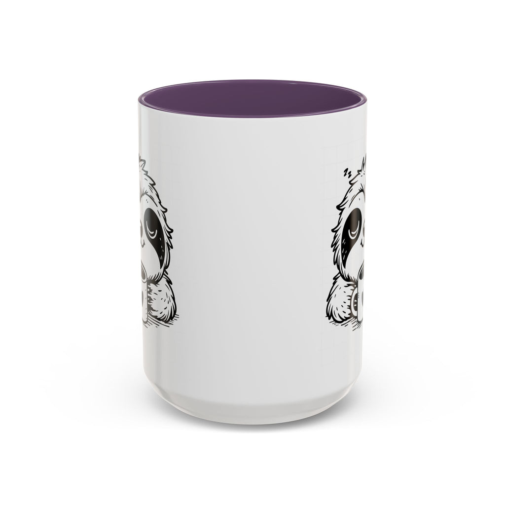 Cute Sloth Coffee Mug (Accent, 11/15oz) — Adorable Cartoon Sloth Holding Coffee Cup