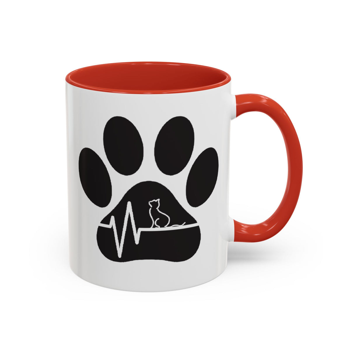 Cat Paw Heartbeat Coffee Mug — Pet Lover Accent Mug (11/15oz)