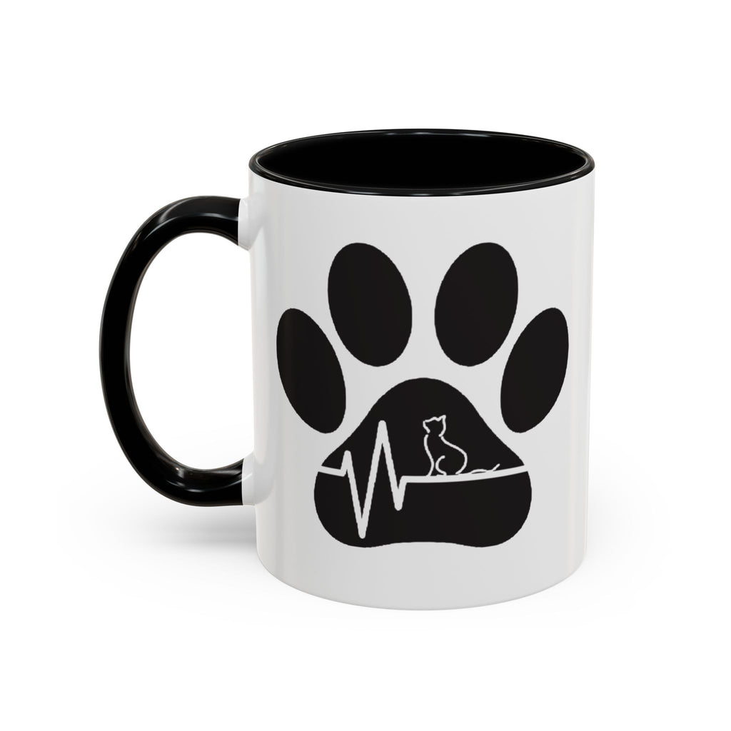 Cat Paw Heartbeat Coffee Mug — Pet Lover Accent Mug (11/15oz)