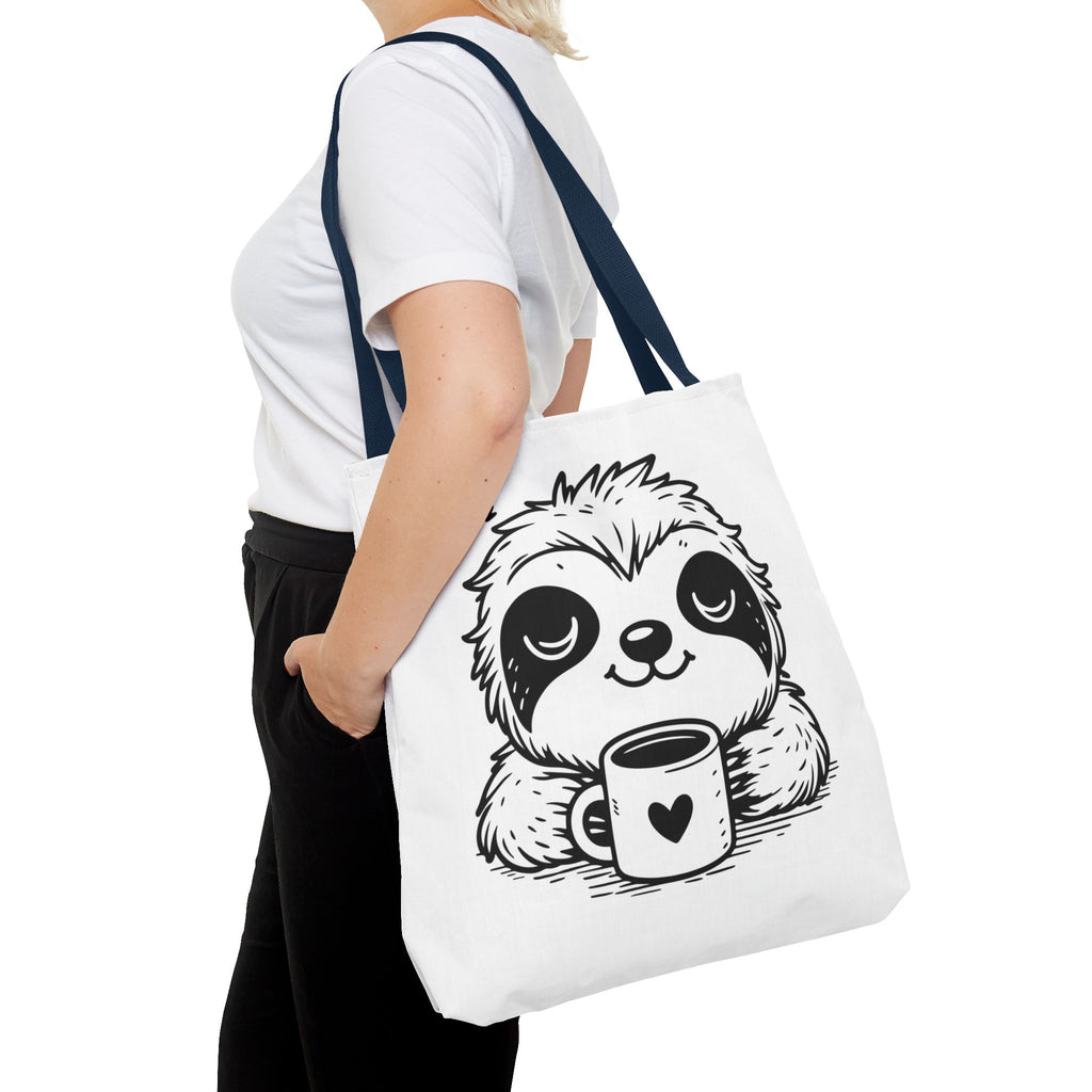 Sloth Coffee Tote Bag — Cute Relaxed Sloth Holding Mug