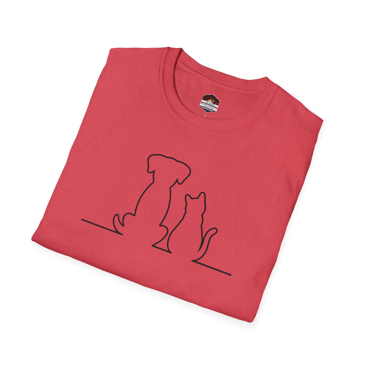Dog and Cat Line Art T‑Shirt — Minimal Pet Silhouette Tee