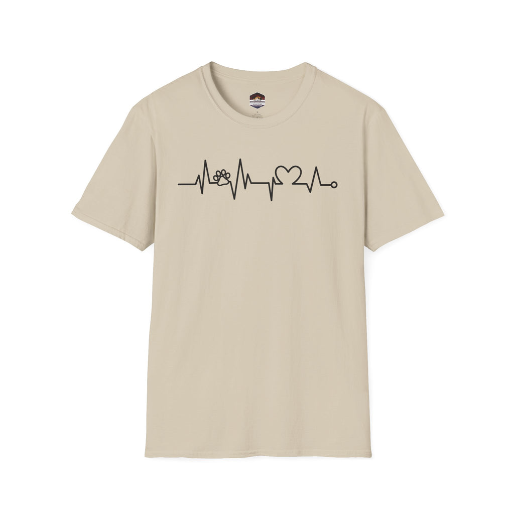 Heartbeat Paw & Heart T-Shirt — Pet Lover EKG Tee