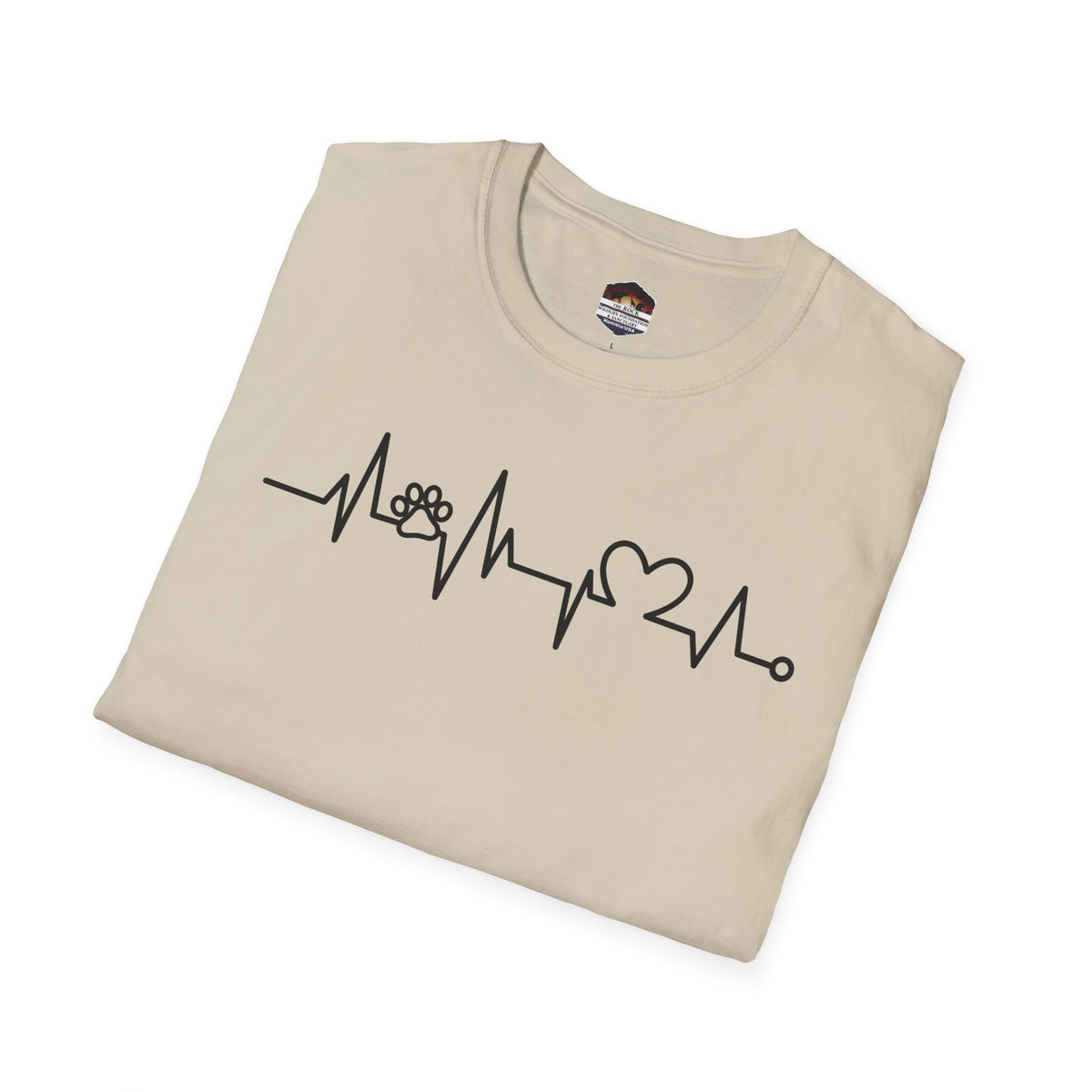 Heartbeat Paw & Heart T-Shirt — Pet Lover EKG Tee