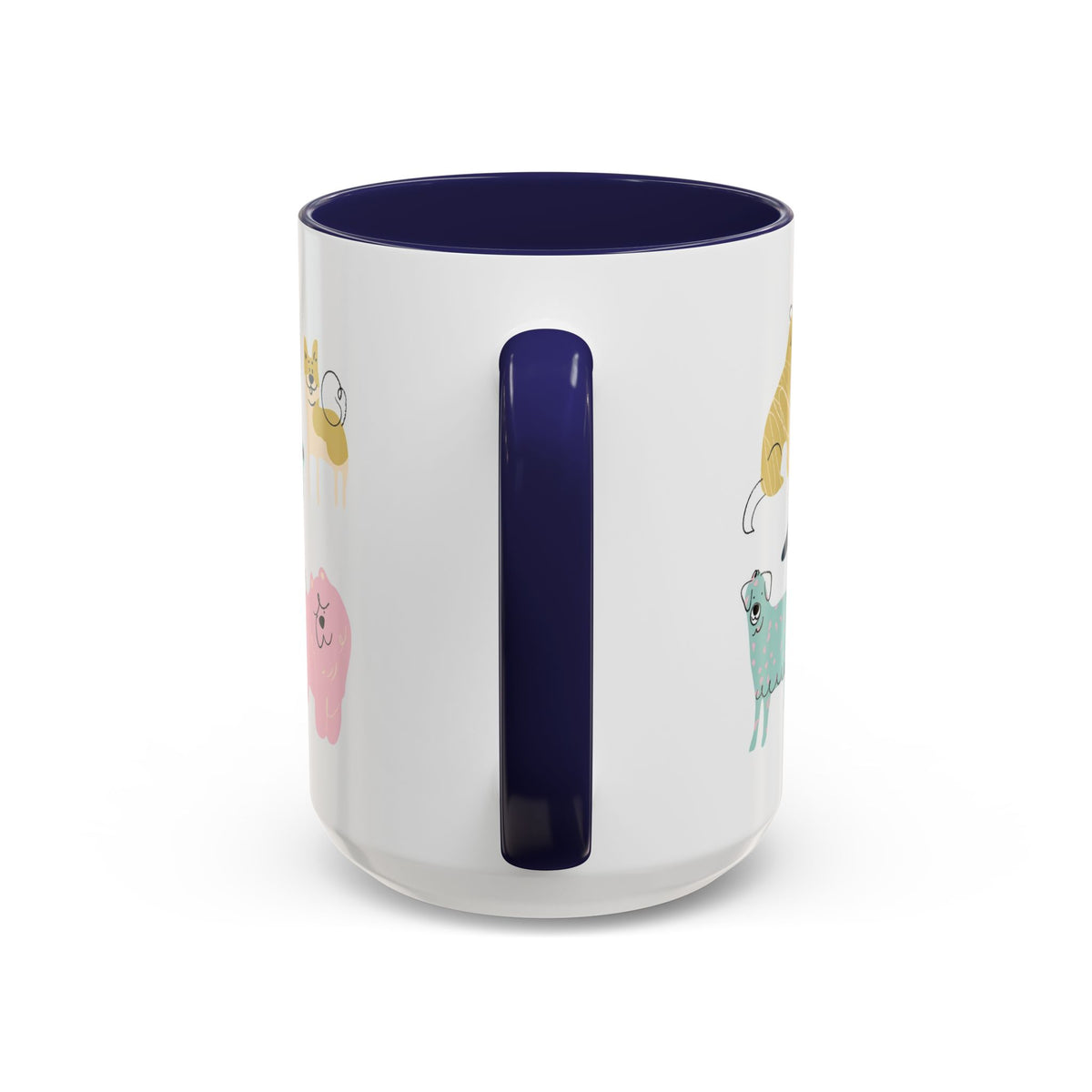 Dog Pattern Accent Coffee Mug — Cute Colorful Dog Breed Illustration (11/15 oz)