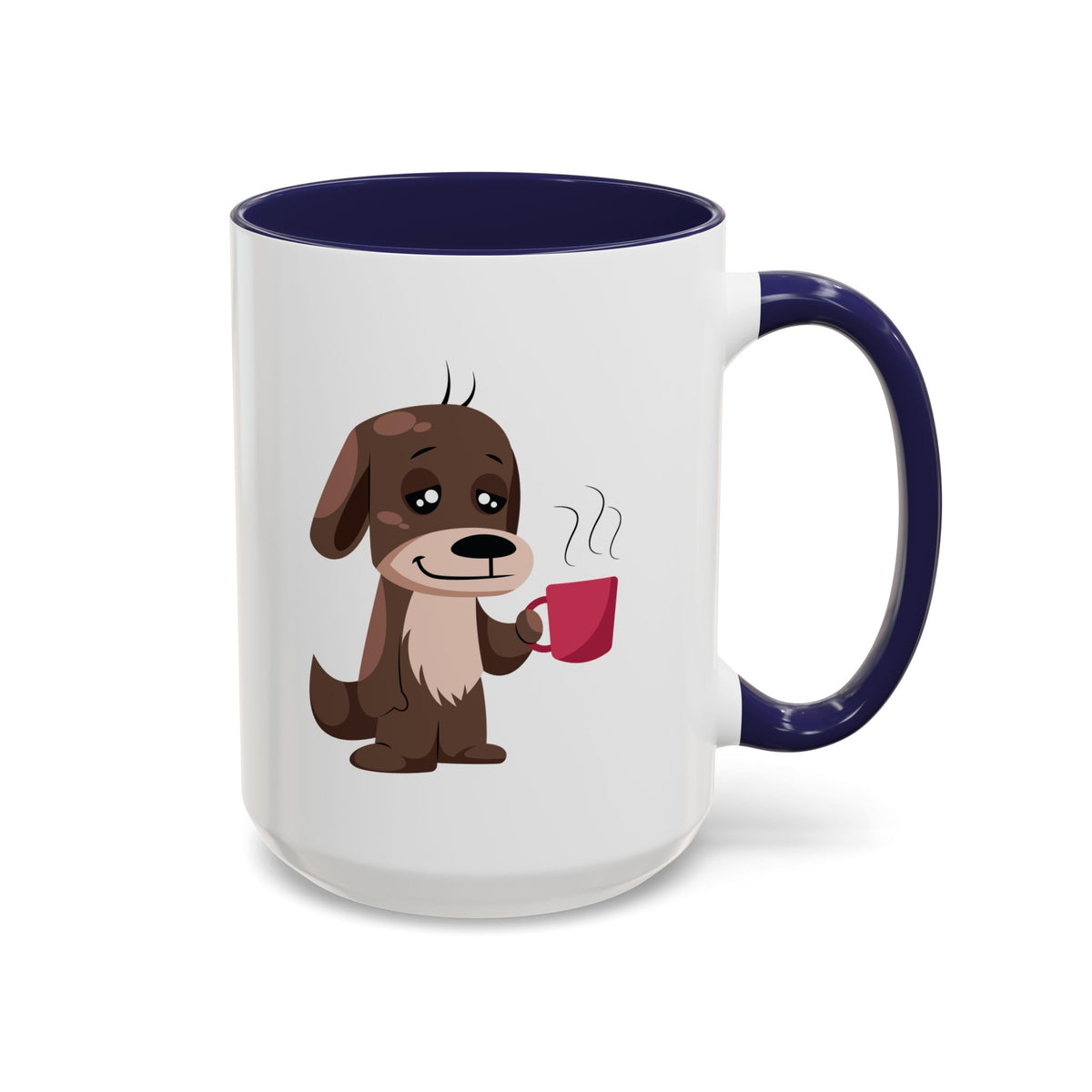 Cute Coffee Dog Mug — Adorable Puppy Holding Coffee Accent Mug (11/15 oz)