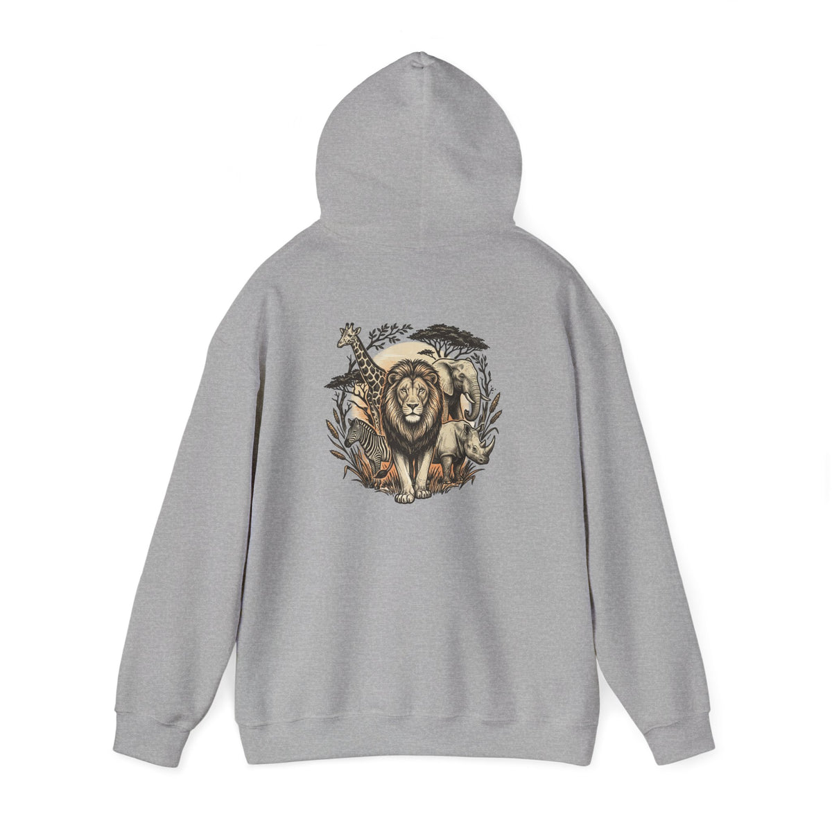 Safari Wildlife Lion Hoodie — Vintage Animal Graphic Pullover