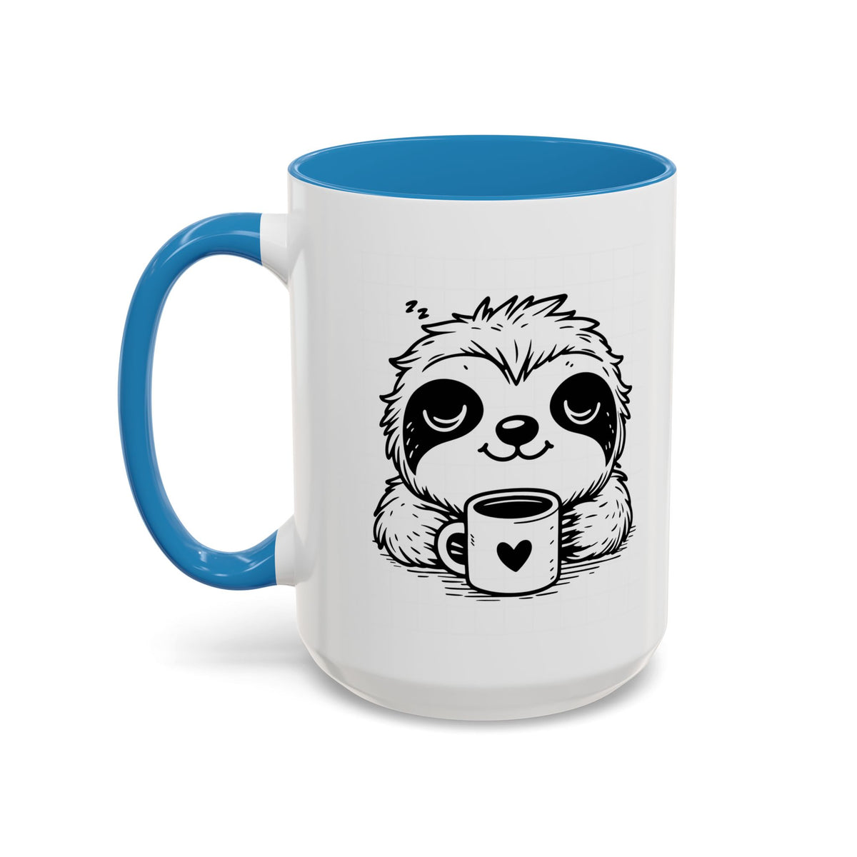 Cute Sloth Coffee Mug (Accent, 11/15oz) — Adorable Cartoon Sloth Holding Coffee Cup