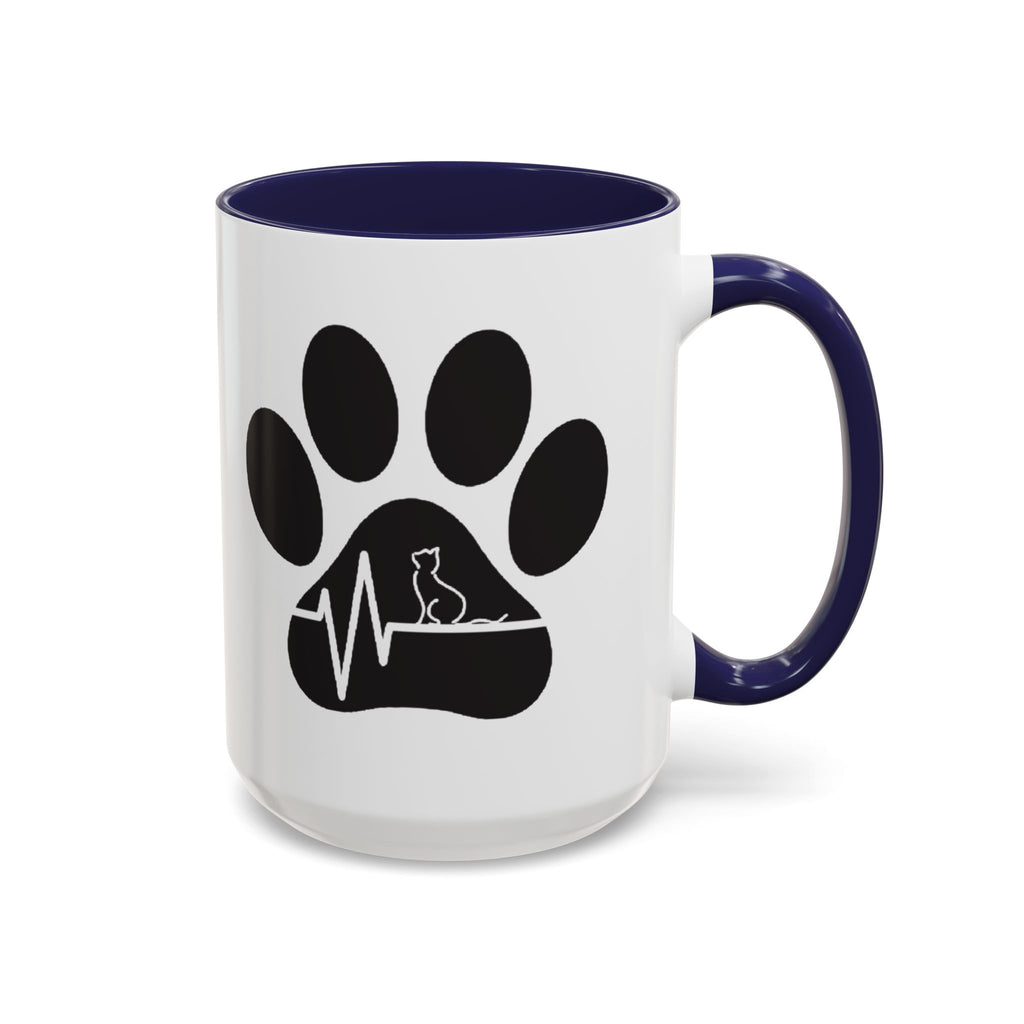 Cat Paw Heartbeat Coffee Mug — Pet Lover Accent Mug (11/15oz)