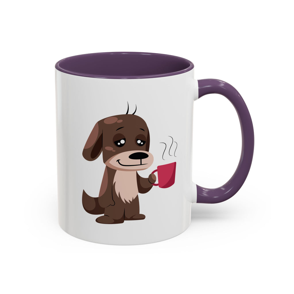 Cute Coffee Dog Mug — Adorable Puppy Holding Coffee Accent Mug (11/15 oz)
