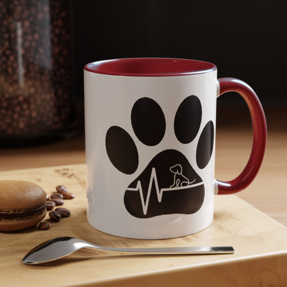 Dog Paw Heartbeat Coffee Mug — Pet Lover Accent Mug (11/15oz)