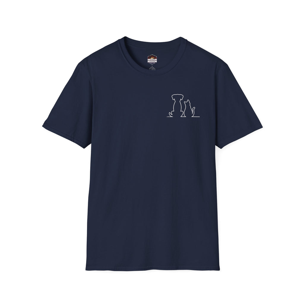 Dog and Cat Outline Tee — Minimal Pet Silhouette T-Shirt