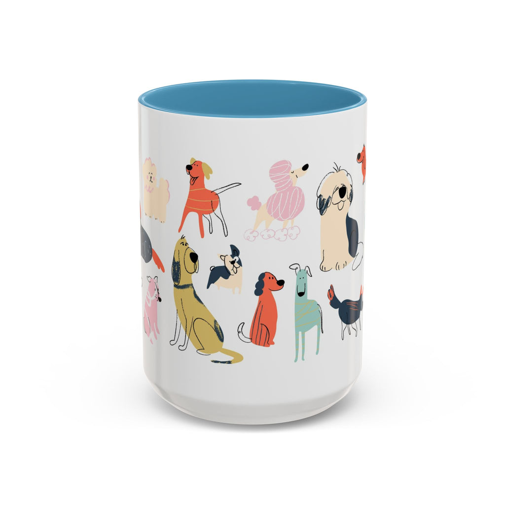 Dog Pattern Accent Coffee Mug — Cute Colorful Dog Breed Illustration (11/15 oz)