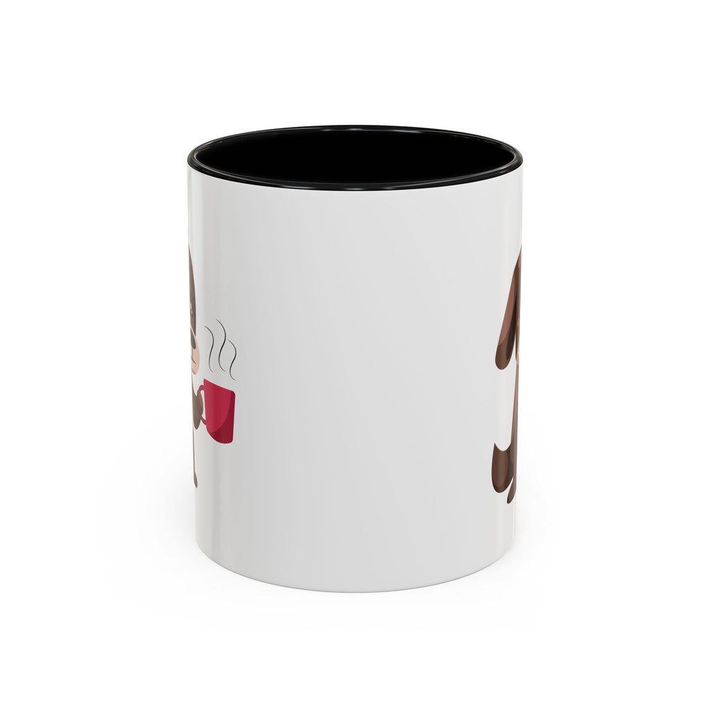 Cute Coffee Dog Mug — Adorable Puppy Holding Coffee Accent Mug (11/15 oz)