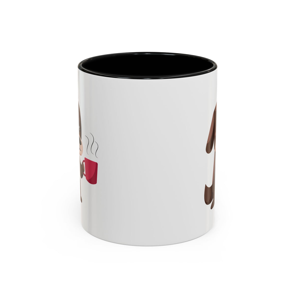 Cute Coffee Dog Mug — Adorable Puppy Holding Coffee Accent Mug (11/15 oz)