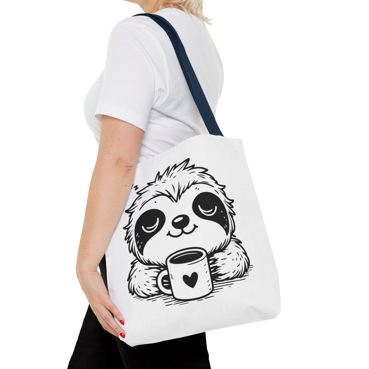 Sloth Coffee Tote Bag — Cute Relaxed Sloth Holding Mug