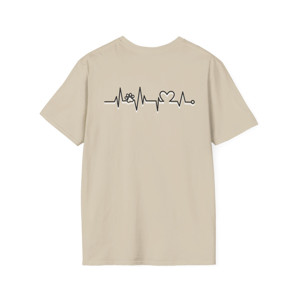 T-Shirt — Paw & Heartbeat EKG Design (Pet Lover Tee)