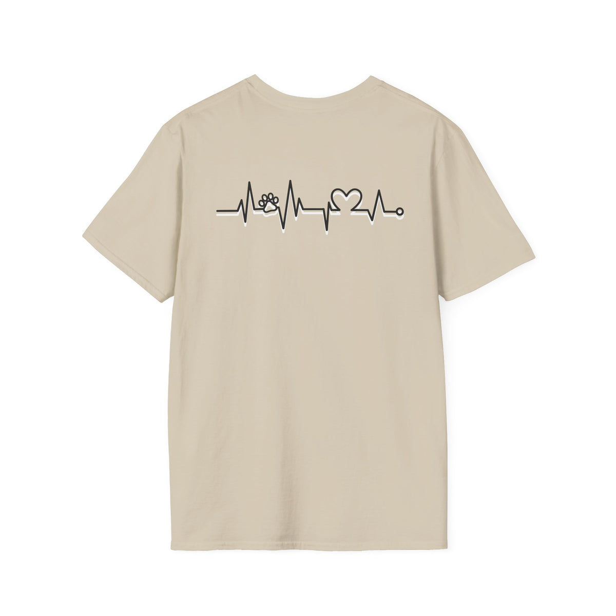 T-Shirt — Paw & Heartbeat EKG Design (Pet Lover Tee)