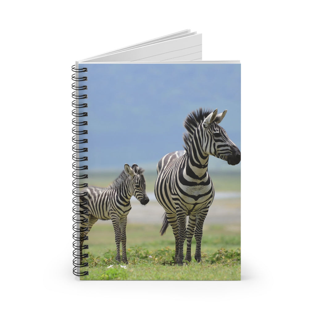 Zebra Mama & Foal Spiral Notebook — Ruled Journal for Wildlife Lovers