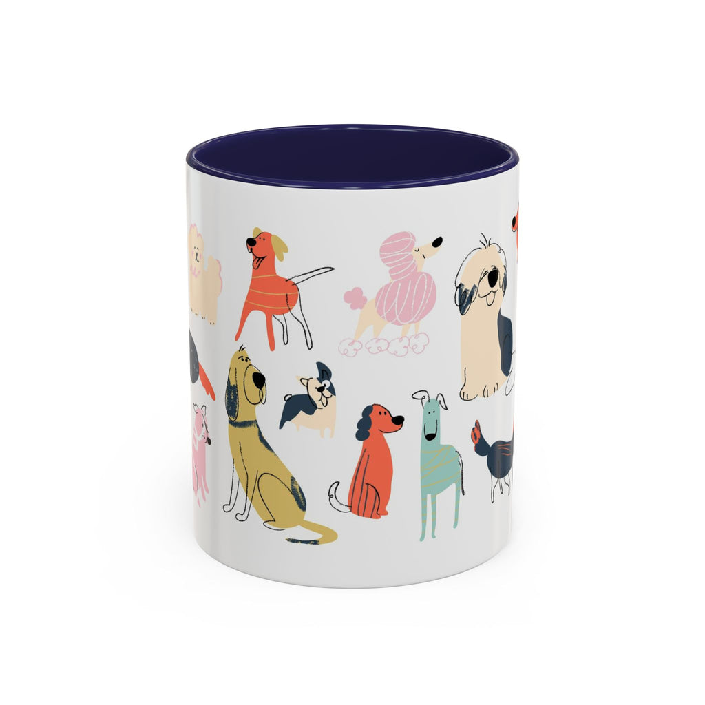 Dog Pattern Accent Coffee Mug — Cute Colorful Dog Breed Illustration (11/15 oz)