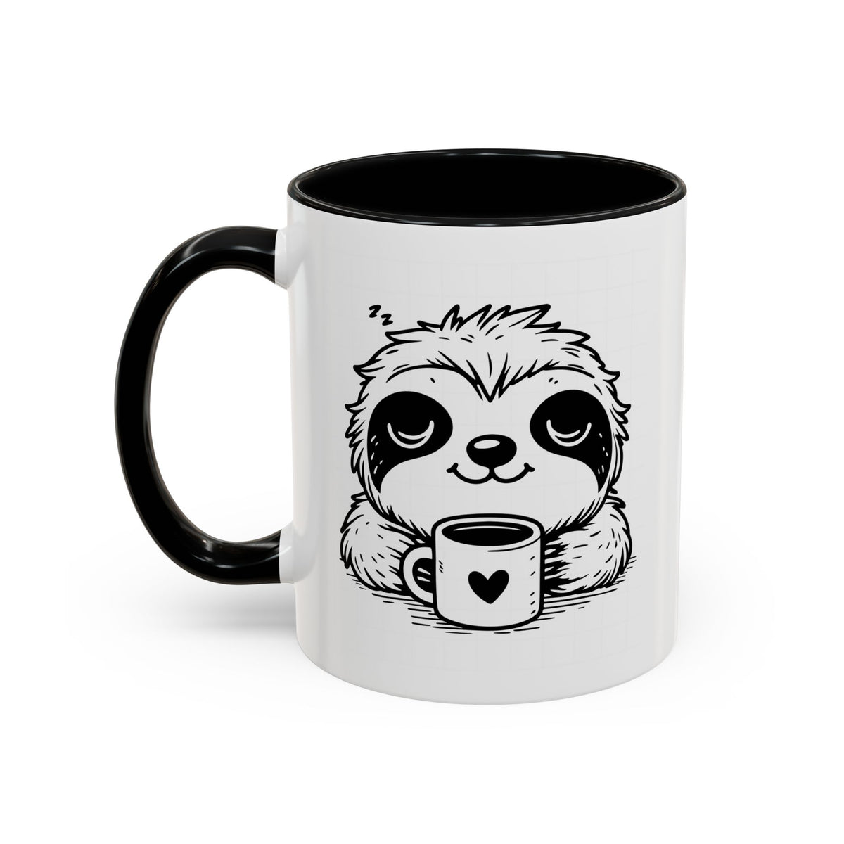 Cute Sloth Coffee Mug (Accent, 11/15oz) — Adorable Cartoon Sloth Holding Coffee Cup
