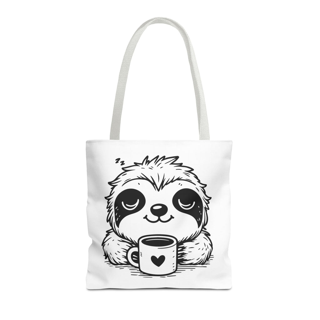 Sloth Coffee Tote Bag — Cute Relaxed Sloth Holding Mug