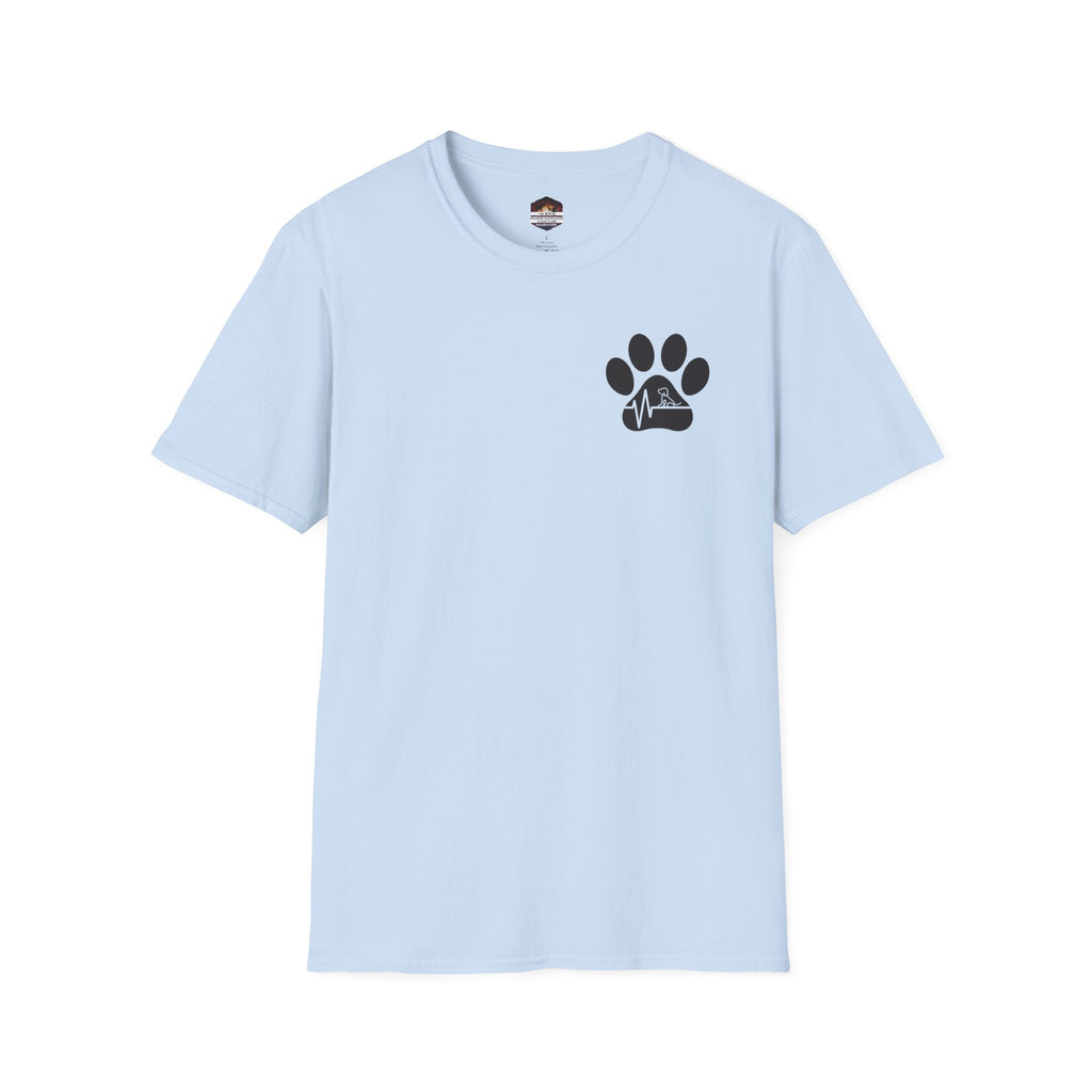 T-Shirt — Paw & Heartbeat EKG Design (Pet Lover Tee)