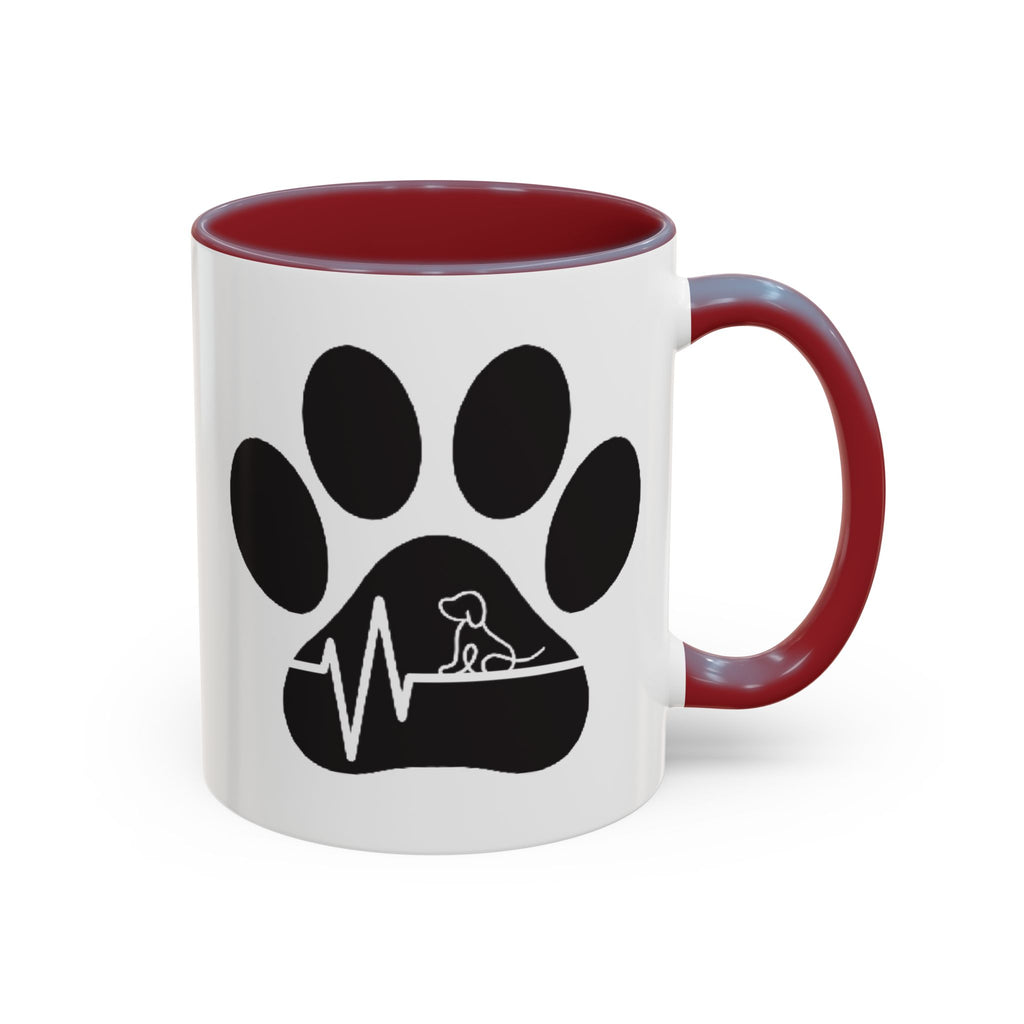 Dog Paw Heartbeat Coffee Mug — Pet Lover Accent Mug (11/15oz)