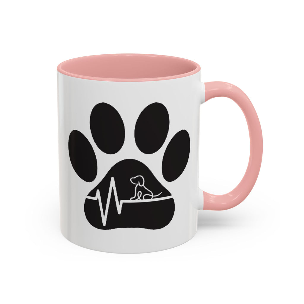 Dog Paw Heartbeat Coffee Mug — Pet Lover Accent Mug (11/15oz)