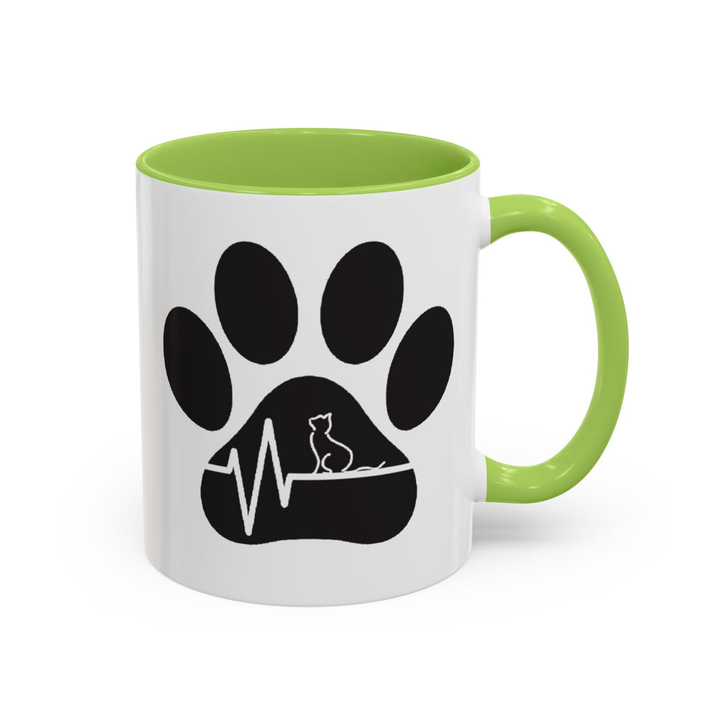 Cat Paw Heartbeat Coffee Mug — Pet Lover Accent Mug (11/15oz)