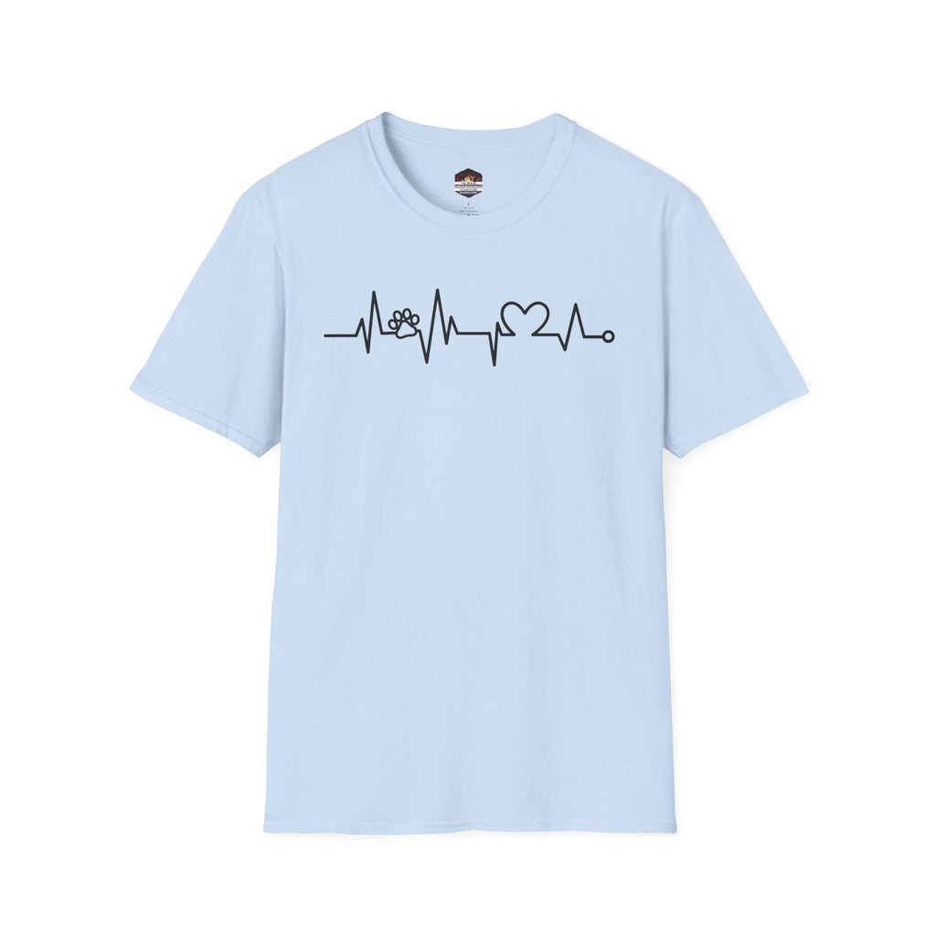 Heartbeat Paw & Heart T-Shirt — Pet Lover EKG Tee