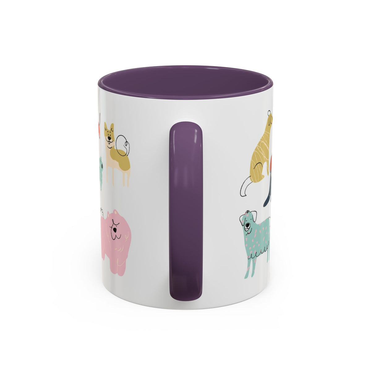 Dog Pattern Accent Coffee Mug — Cute Colorful Dog Breed Illustration (11/15 oz)
