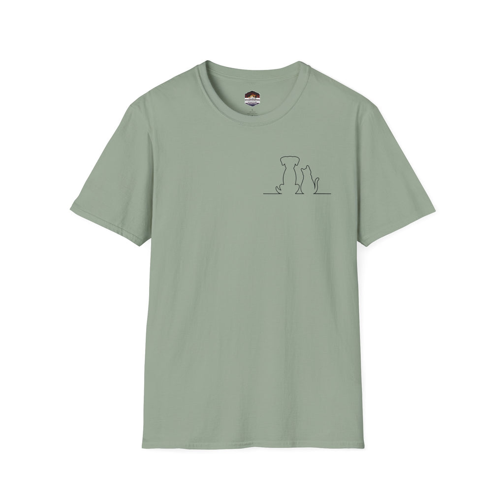 Dog and Cat Outline Tee — Minimal Pet Silhouette T-Shirt