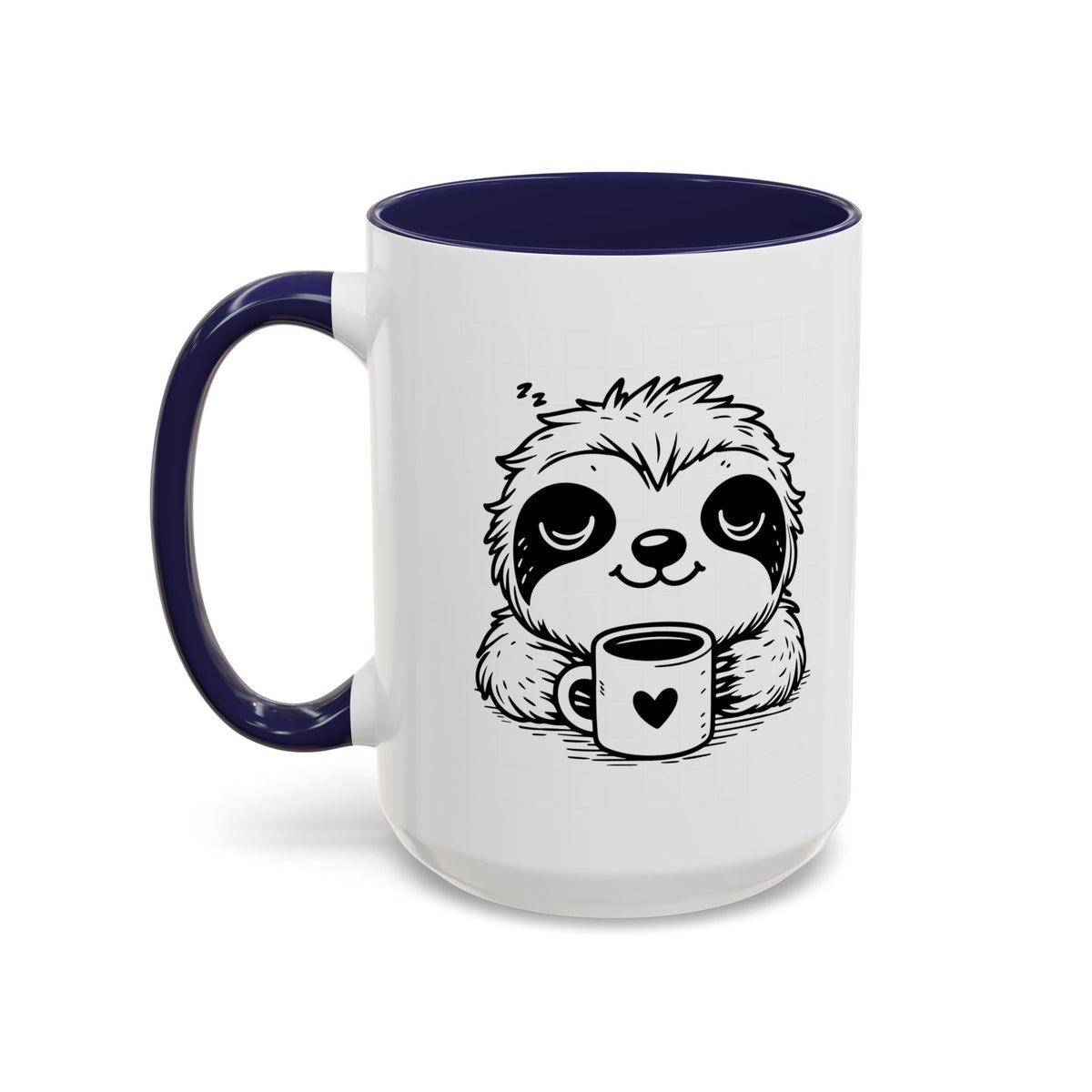 Cute Sloth Coffee Mug (Accent, 11/15oz) — Adorable Cartoon Sloth Holding Coffee Cup