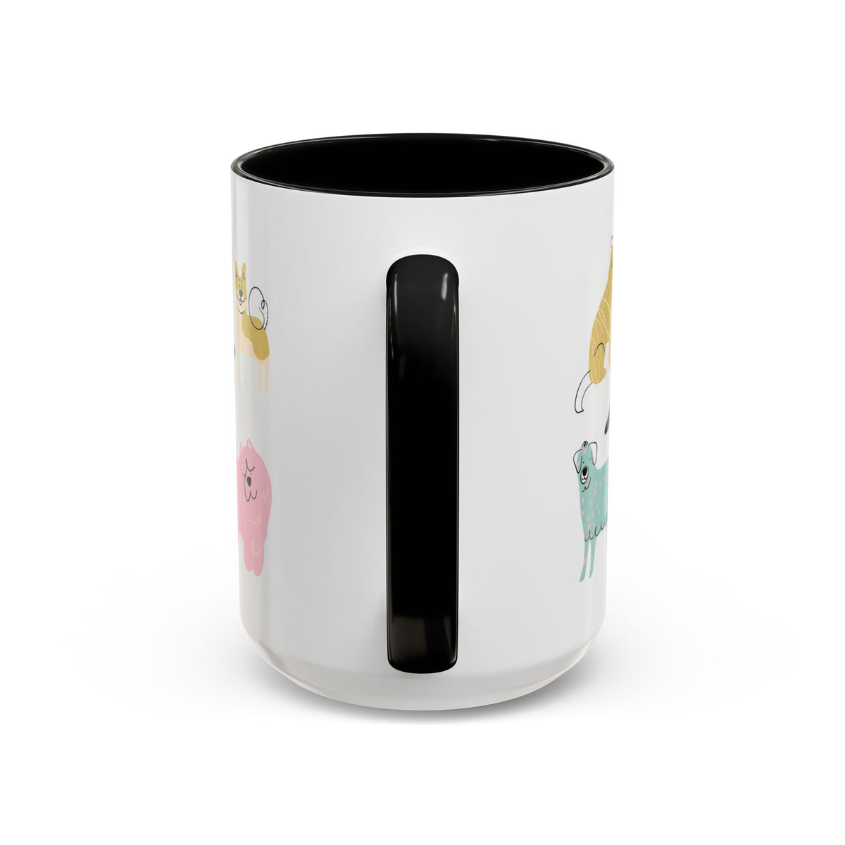 Dog Pattern Accent Coffee Mug — Cute Colorful Dog Breed Illustration (11/15 oz)