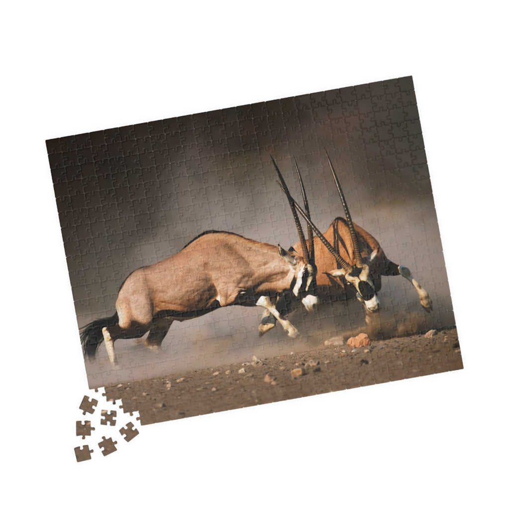 Gemsbok Antelope Jigsaw Puzzle — Wildlife Action Photography Puzzle (110–1014 pcs)