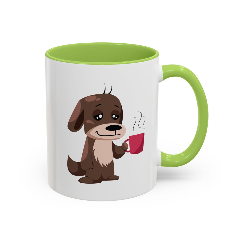 Cute Coffee Dog Mug — Adorable Puppy Holding Coffee Accent Mug (11/15 oz)