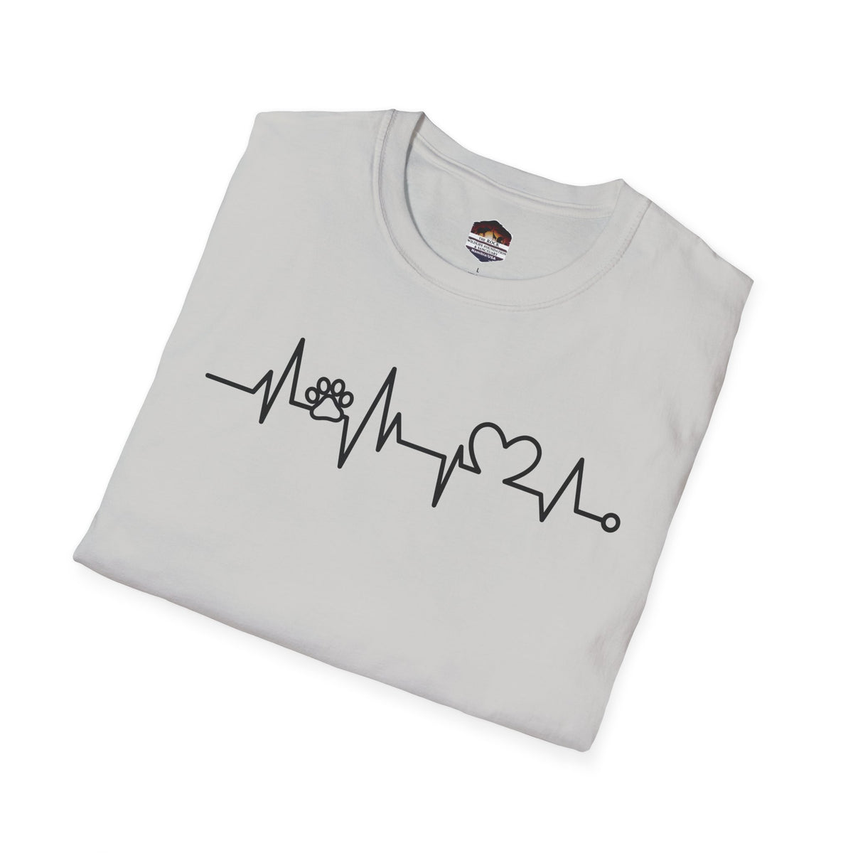 Heartbeat Paw & Heart T-Shirt — Pet Lover EKG Tee