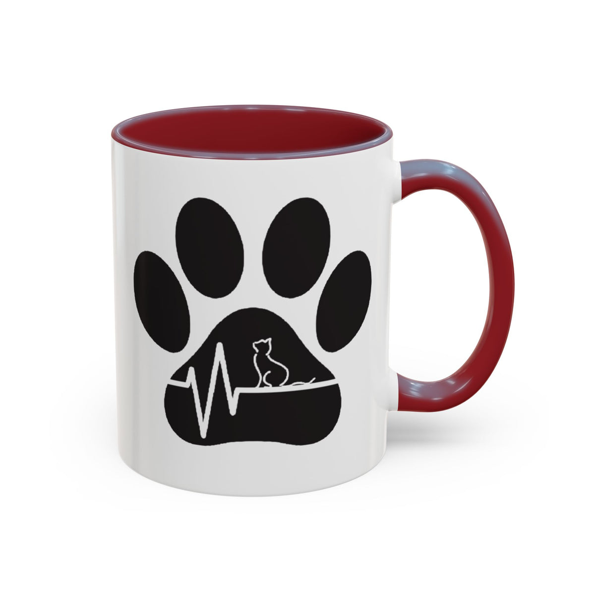 Cat Paw Heartbeat Coffee Mug — Pet Lover Accent Mug (11/15oz)