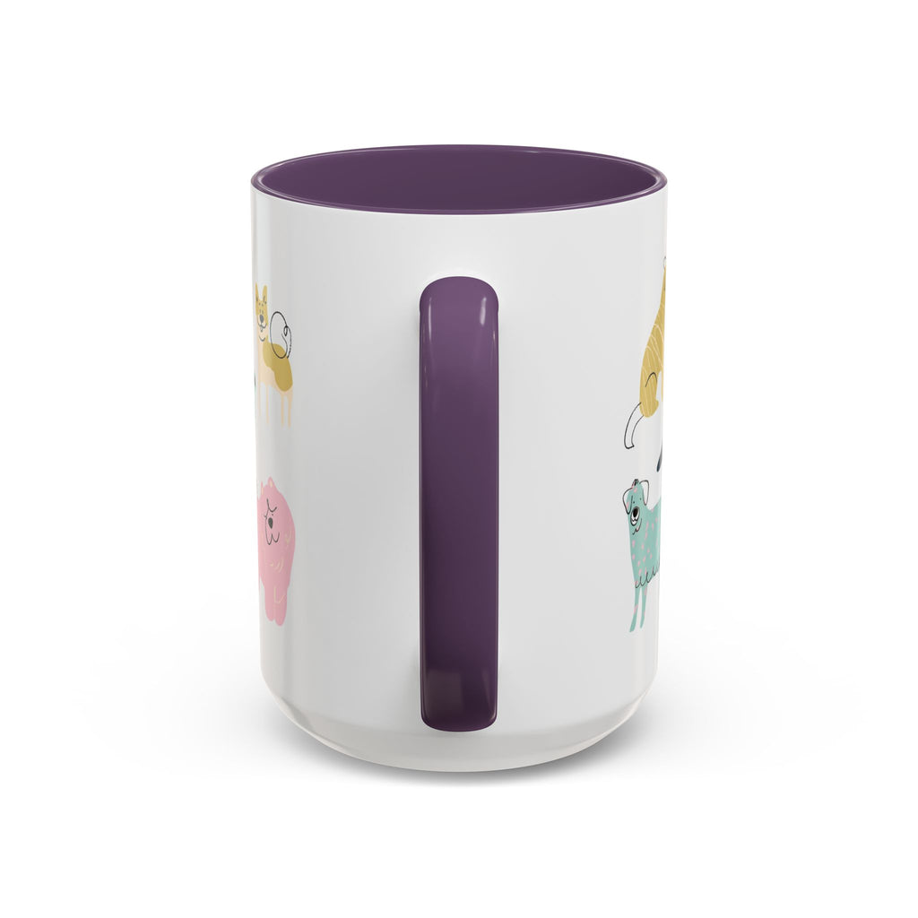 Dog Pattern Accent Coffee Mug — Cute Colorful Dog Breed Illustration (11/15 oz)