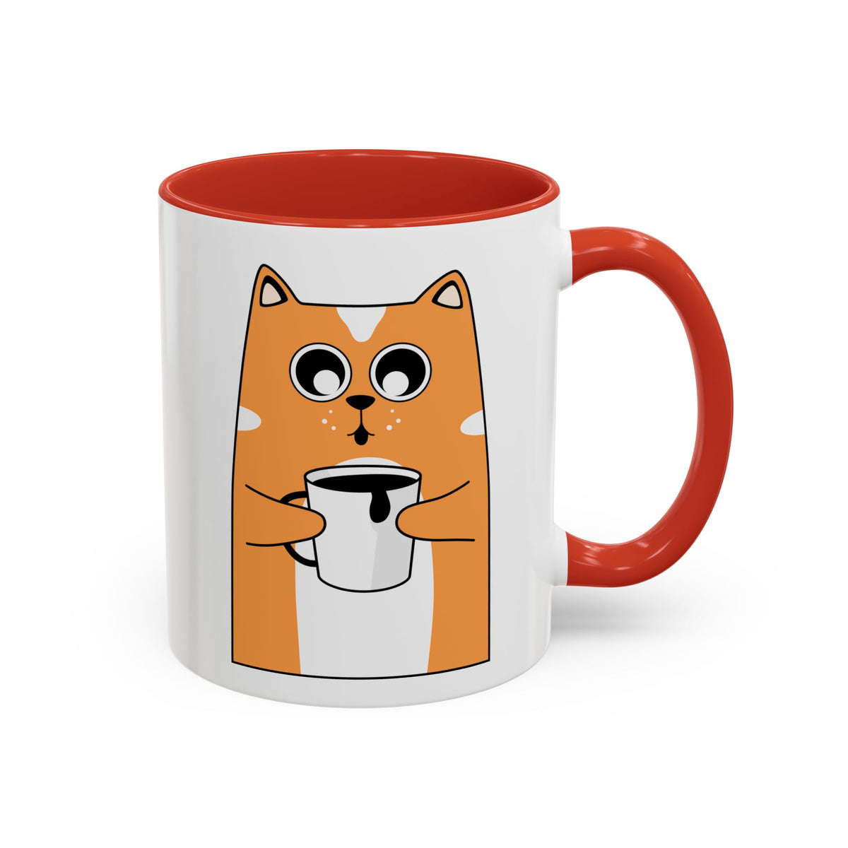 Sleepy Cat Accent Mug — 11/15oz Coffee Cup with Cat Design