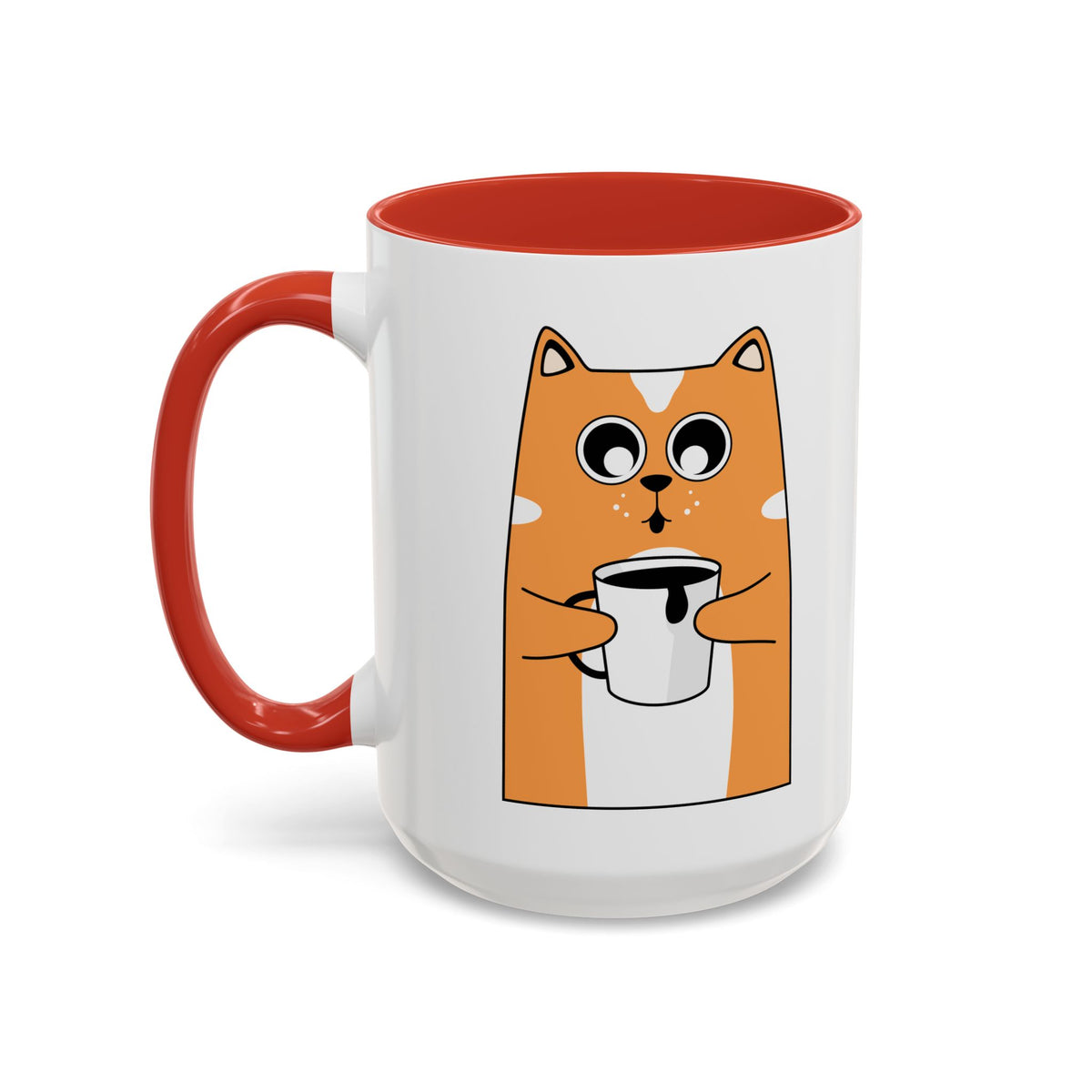 Sleepy Cat Accent Mug — 11/15oz Coffee Cup with Cat Design
